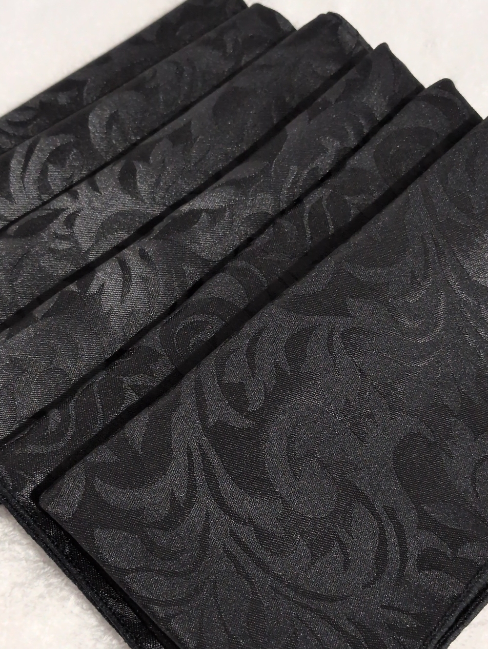 Jet Black Damask Dinner Napkins